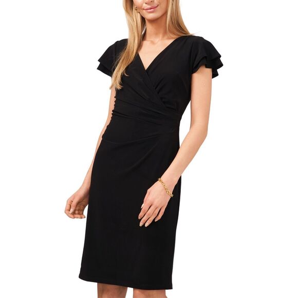 Womens MSK Short Sleeve Surplice Ruched ITY Dress Size L - Picture 1 of 3